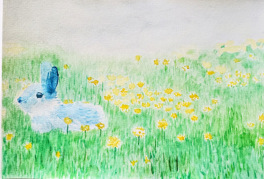 Blue Bunny - Liz Rousseau - Watercolor