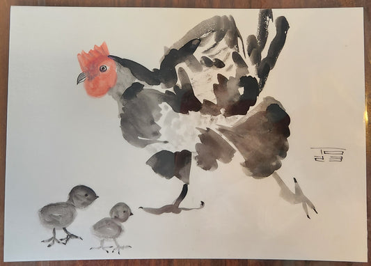 Chicken Series #1 - Tina Ochs - Sumi Ink
