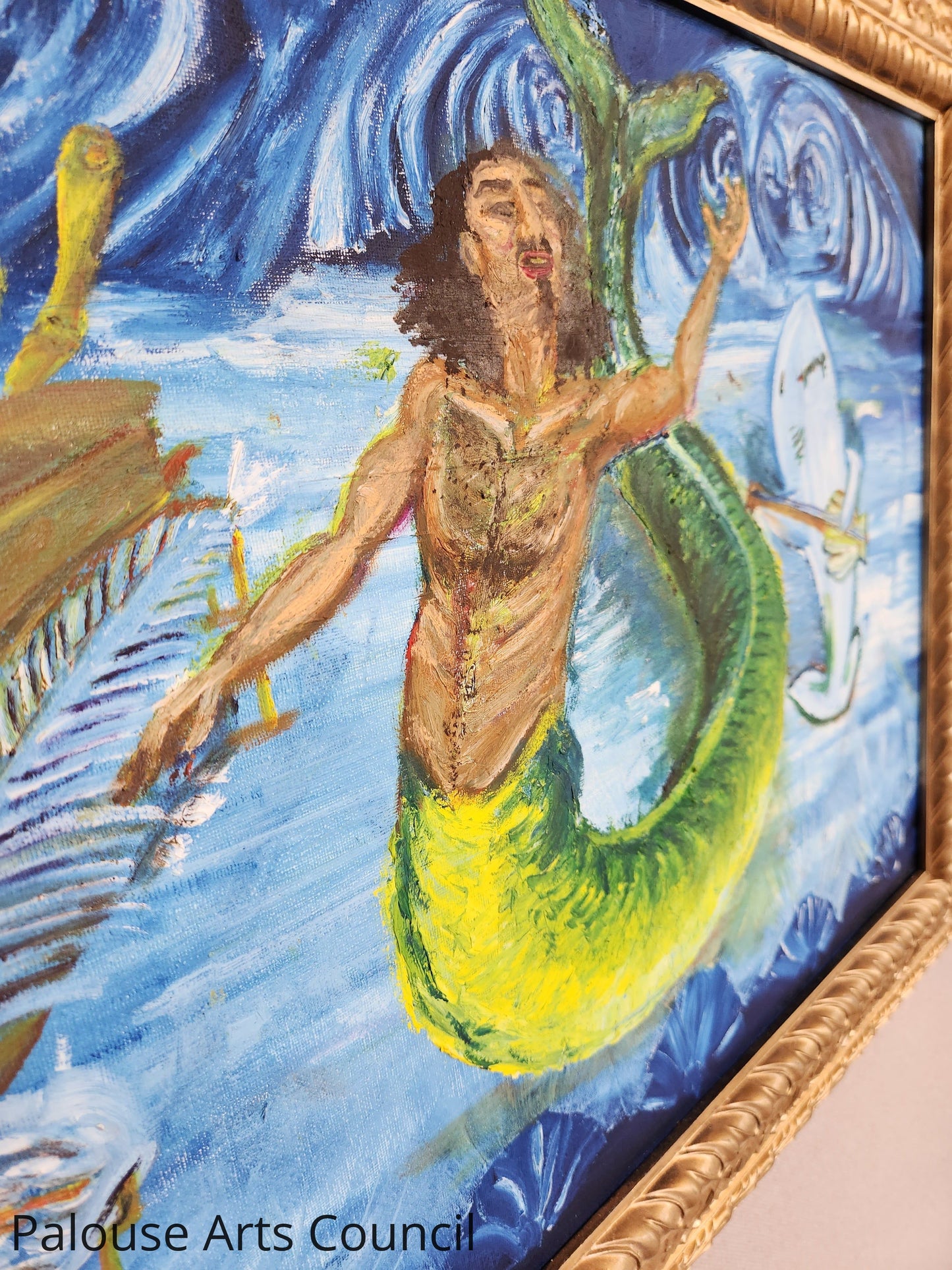 Siren and the shark - Kasiah Sword - Oil on canvas framed