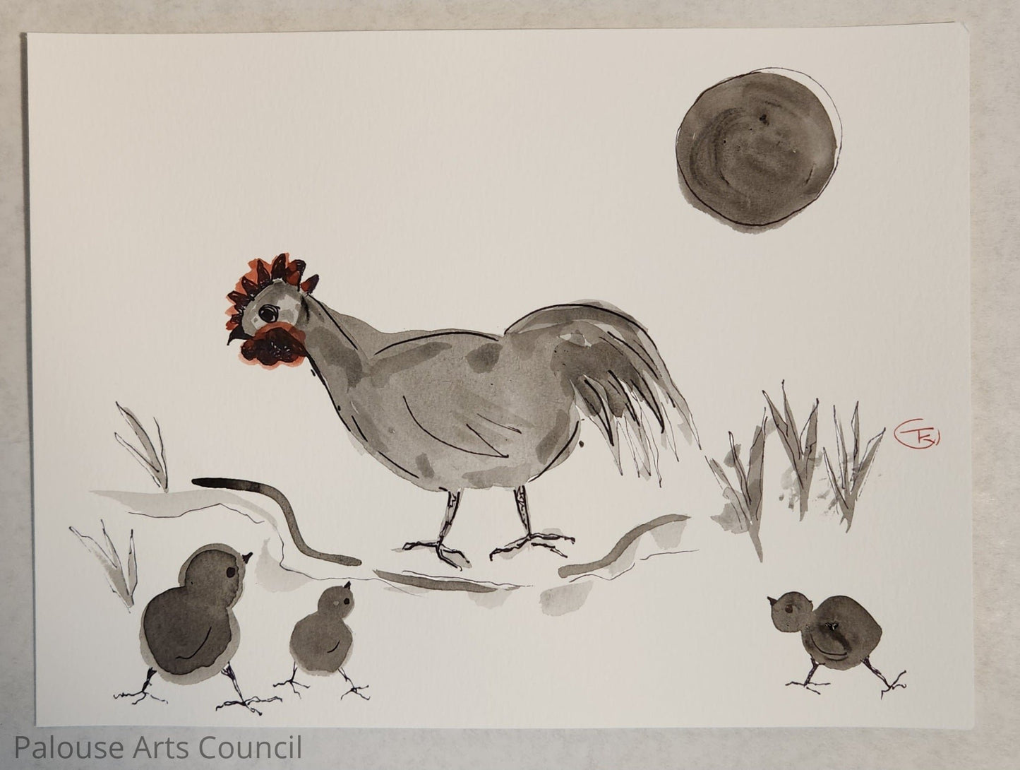 2024 Chicken Series #6 - Tina Ochs - Sumi Ink