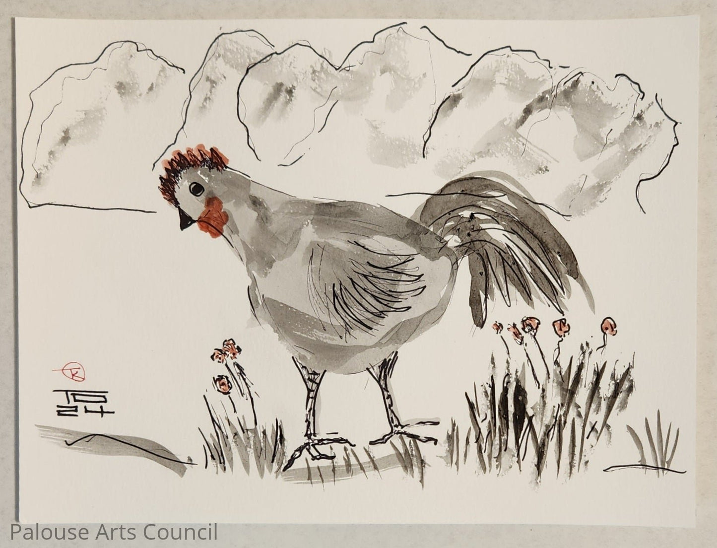2024 Chicken Series #2 - Tina Ochs - Sumi Ink