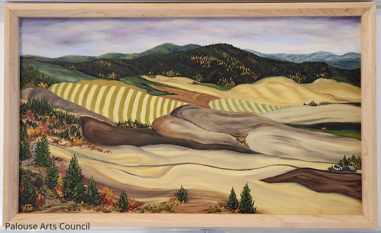 Striped fields above Farmington - Tom Groesbeck - Oil on birch panel