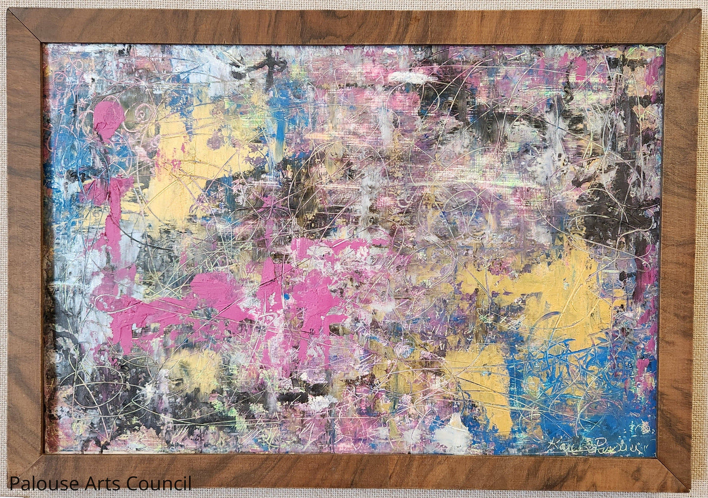 Balanced Chaos becomes Beauty - Karen Bender Peltier - Gessoed masonite board with sennelier oil pastel surface fixative applied to finish