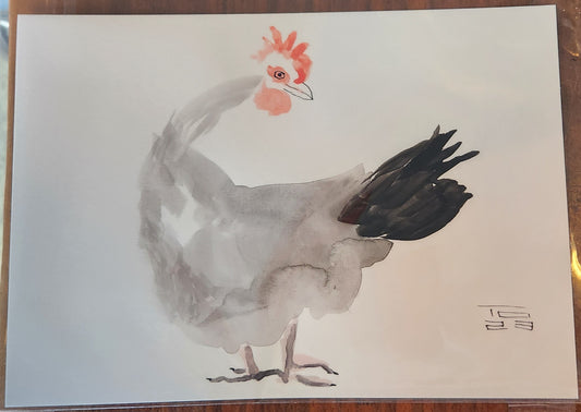 Chicken Series #10 - Tina Ochs - Sumi Ink