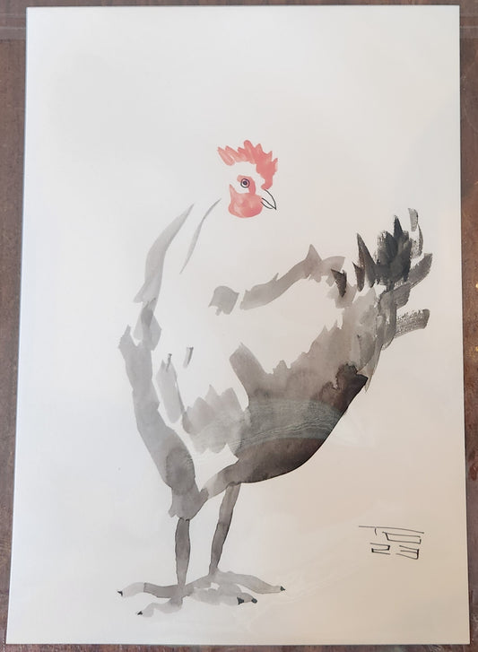Chicken Series #4 - Tina Ochs - Sumi Ink
