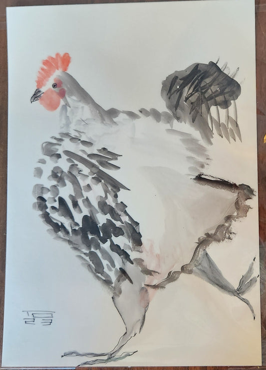 Chicken Series #8 - Tina Ochs - Sumi Ink