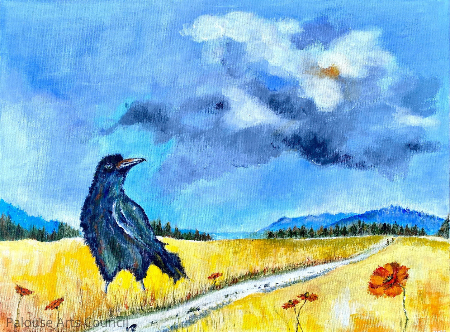 Stormy Summer Afternoon with Raven and Poppies