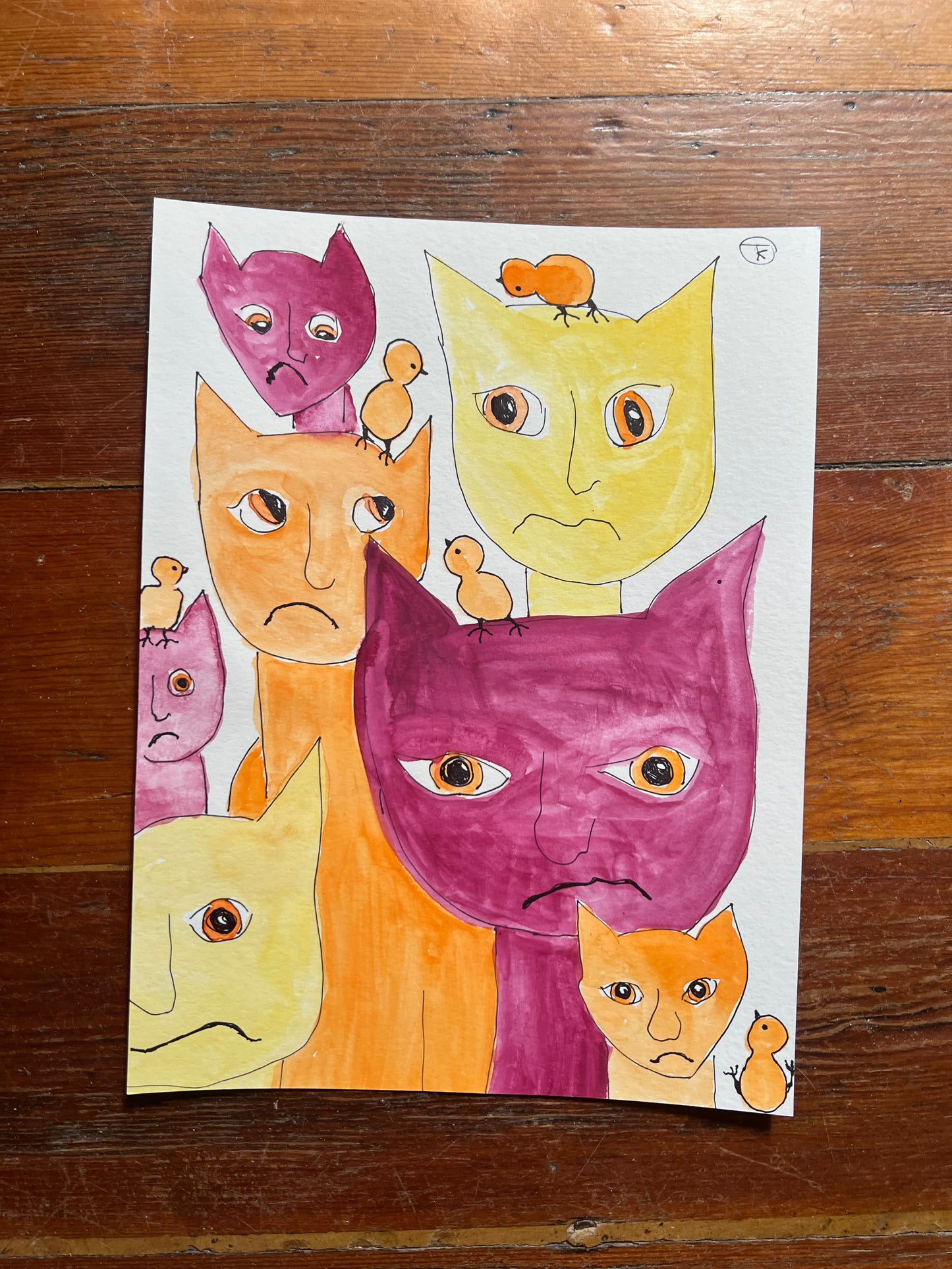 Cats with Orange Baby Chicks