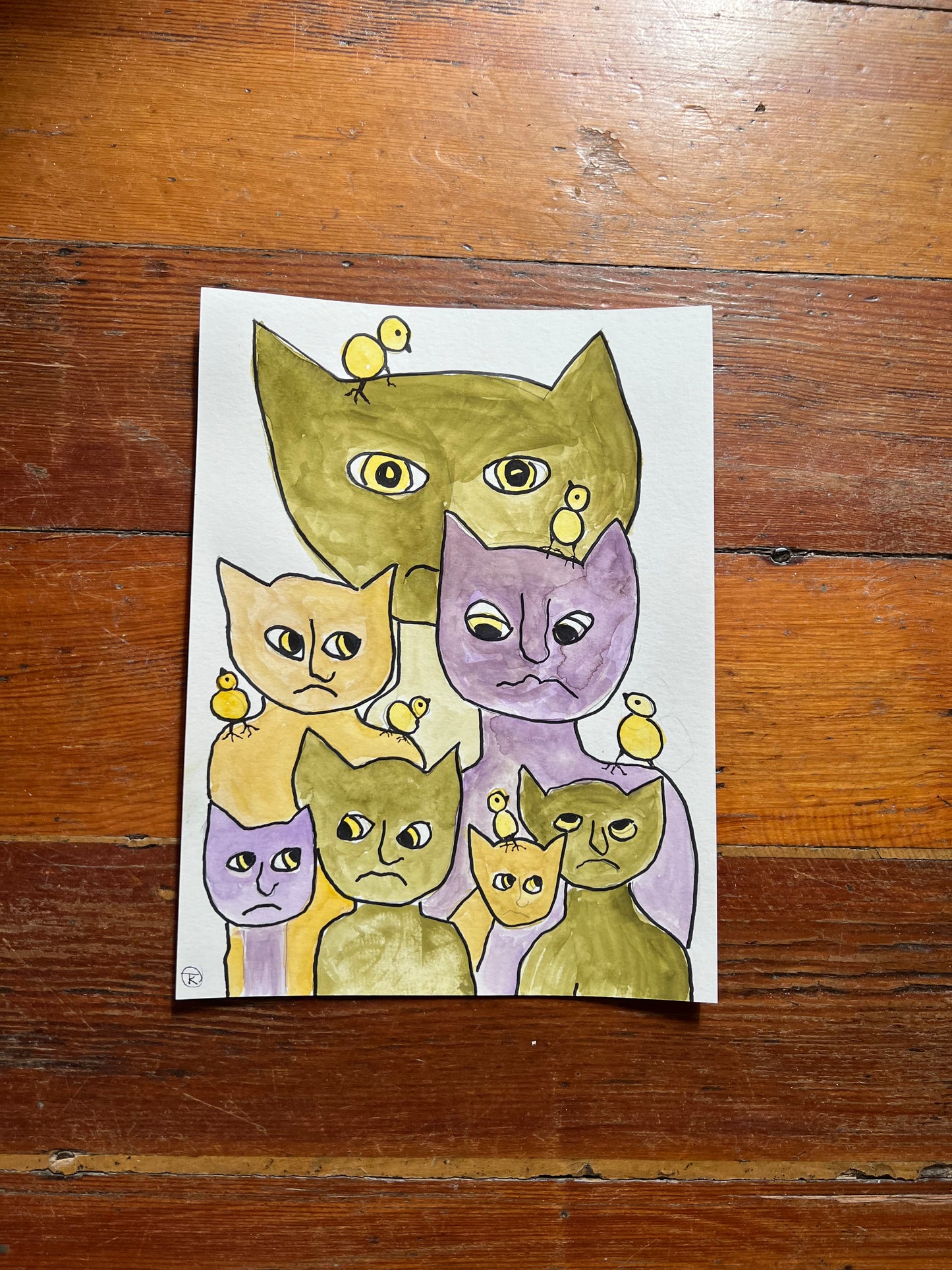 Cats with Yellow Chicks