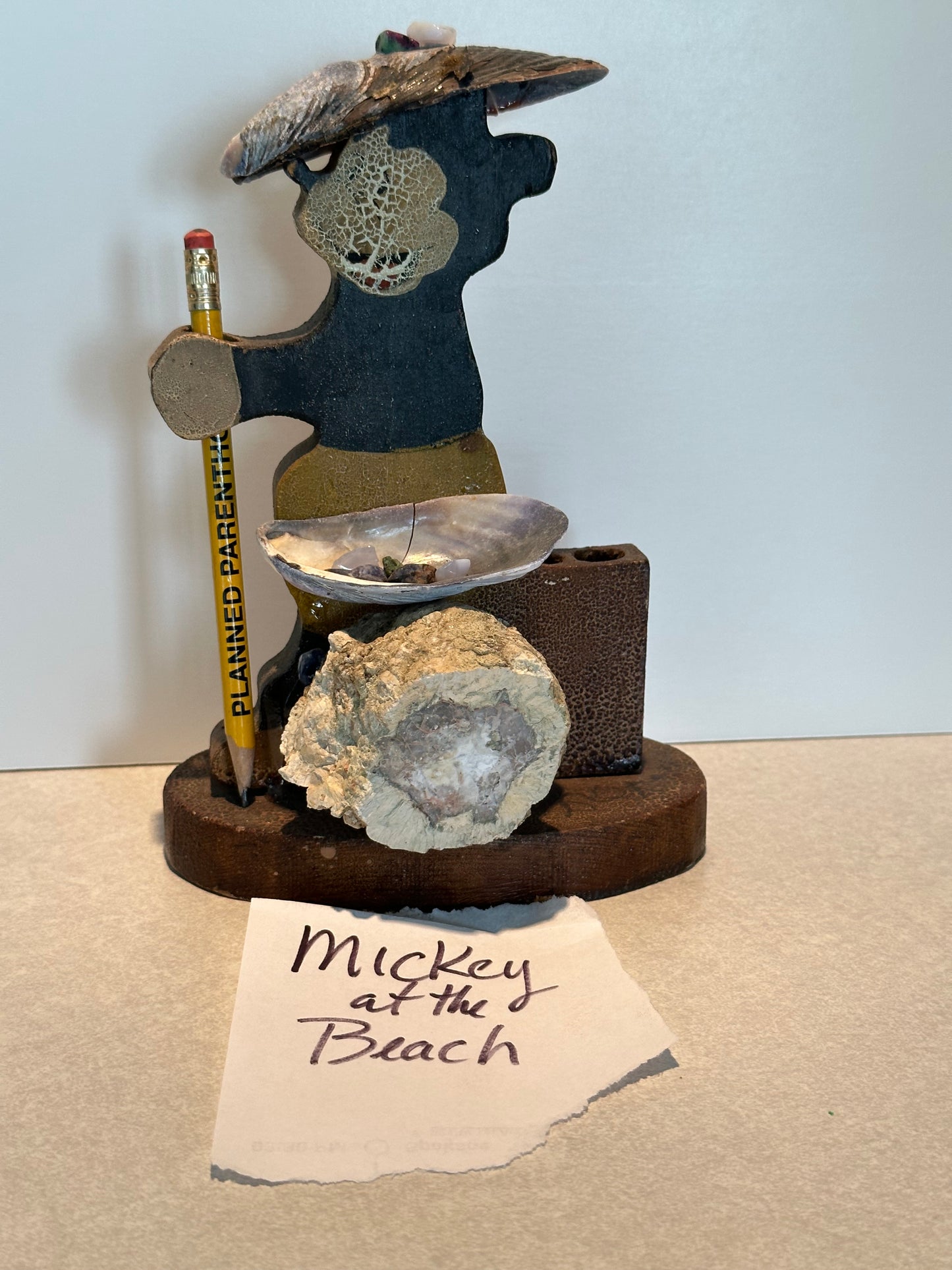 Mickey at the Beach - Russ Wheelhouse - Upcycled Mixed Media