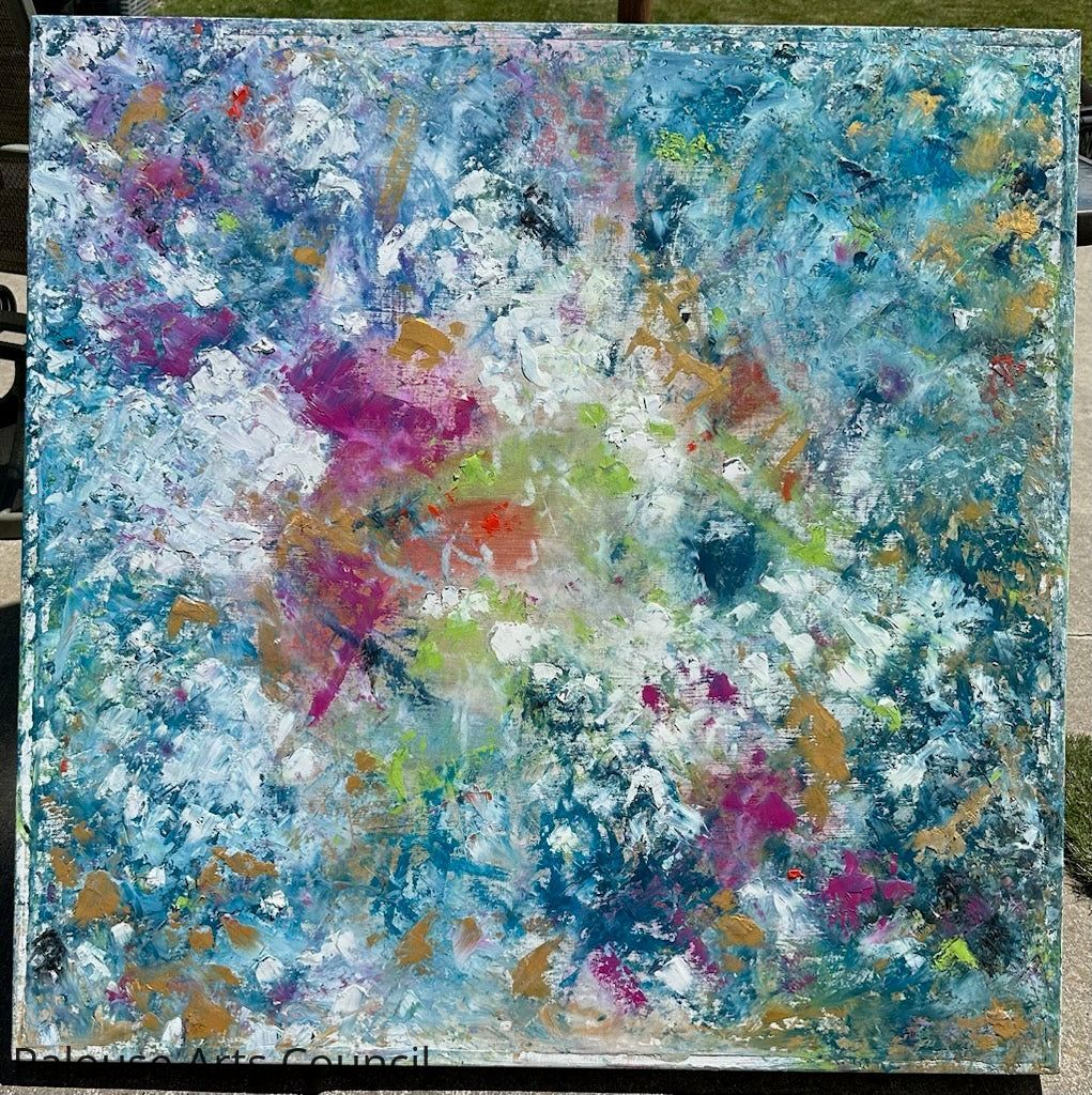 Finding Joy - Karen Bender Peltier - Gessoed Masonite Custom Built Board and Frame, Sennelier Oil Pastels Stick, sprayed fixative for finish.
Surface can be delicate to the touch.
