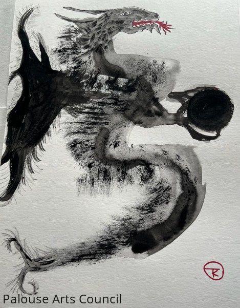 Year of the Dragon #9 - Tina Ochs - Sumi Ink
