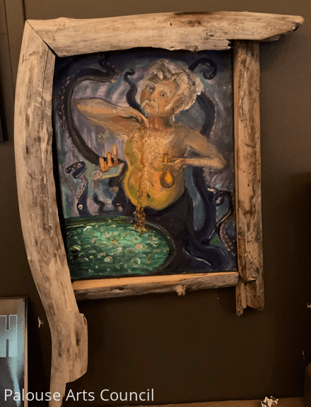 OctoChef - Kasiah Sword - Oil on canvas w/driftwood frame