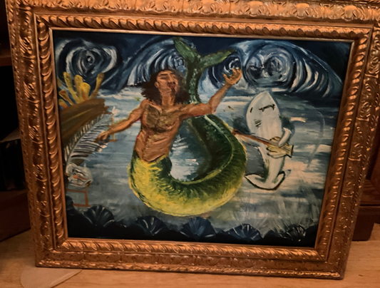 Siren and the shark - Kasiah Sword - Oil on canvas framed