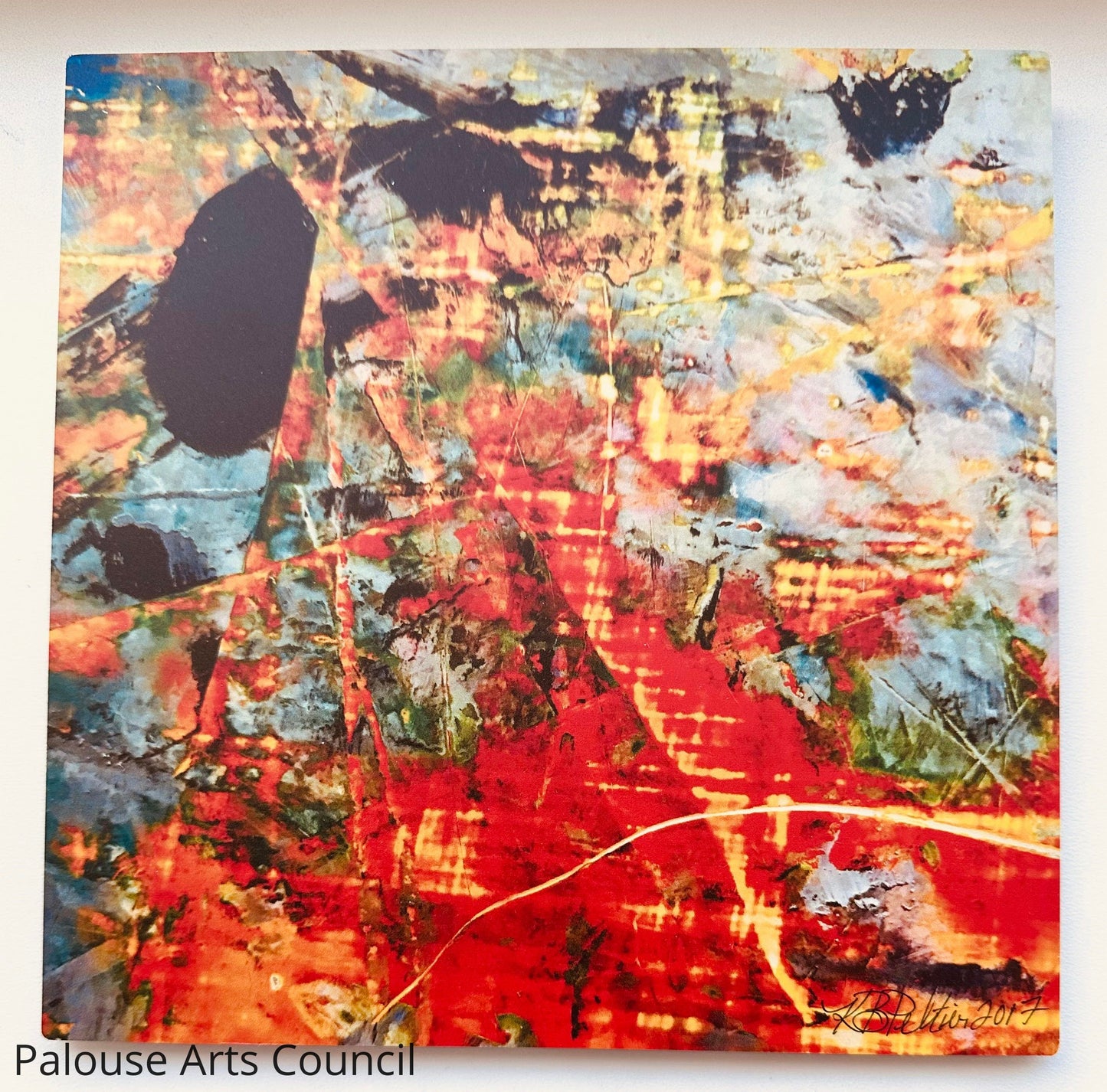 Parts of Mark - Karen Bender Peltier - Photo print on metal of pastel oil stick on mason board