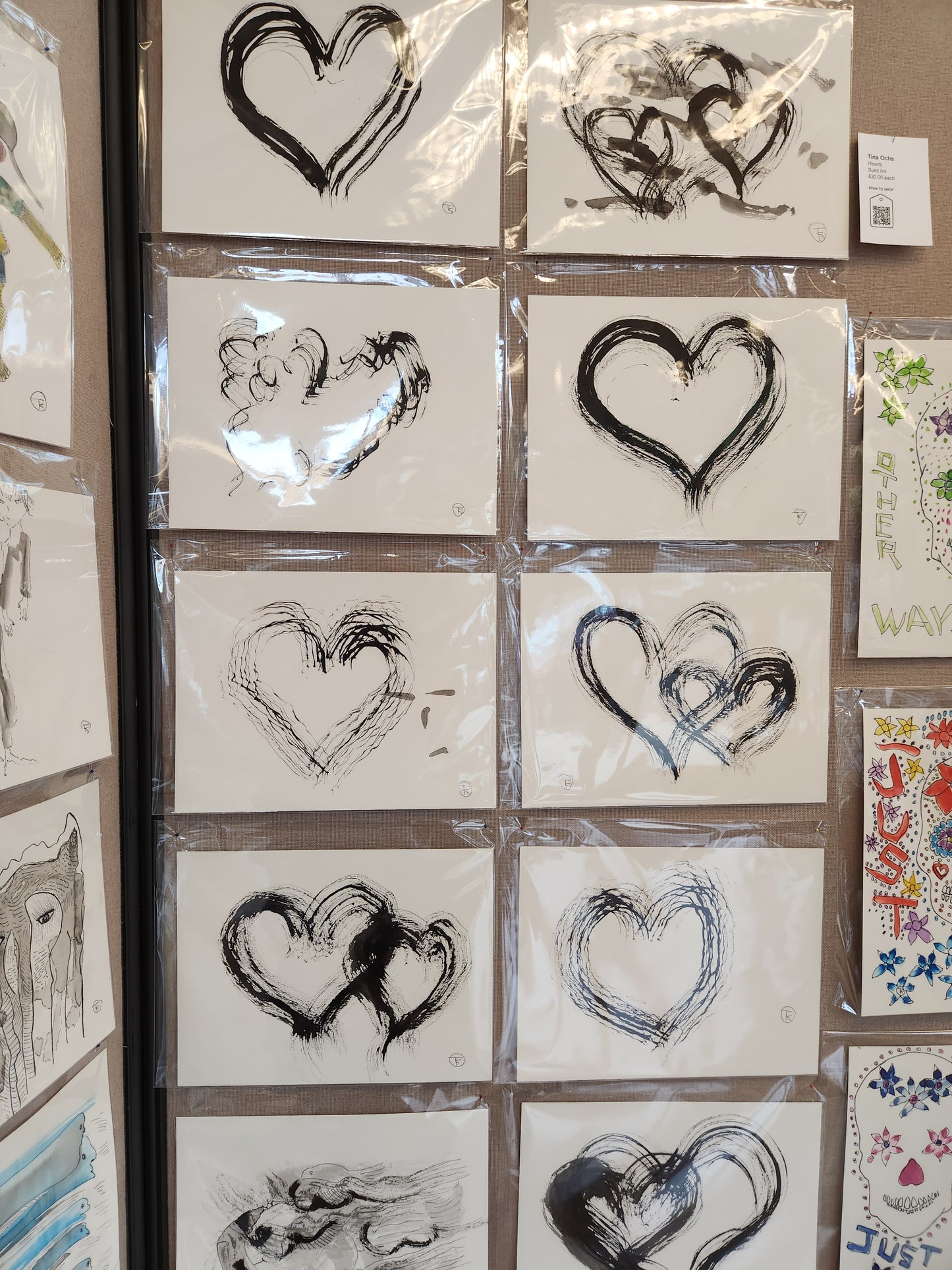 Hearts - Tina Ochs - Sumi Ink