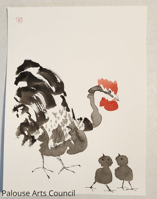 2024 Chicken Series #32 - Tina Ochs - Sumi Ink