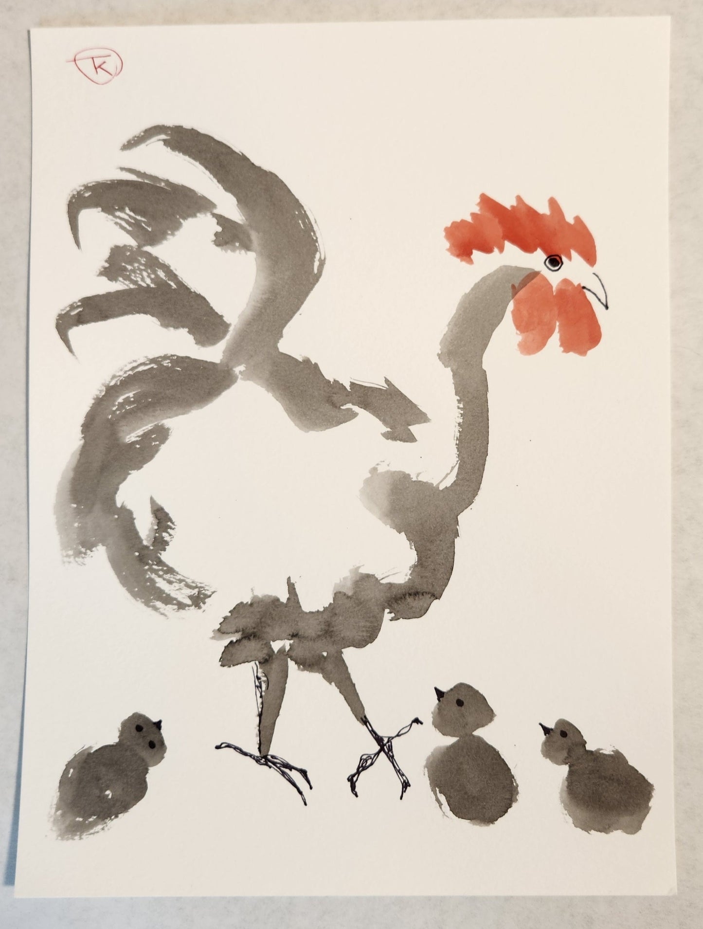 2024 Chicken Series #31 - Tina Ochs - Sumi Ink