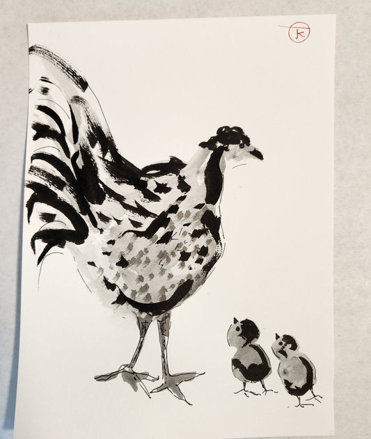 2024 Chicken Series #29 - Tina Ochs - Sumi Ink