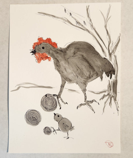 2024 Chicken Series #28 - Tina Ochs - Sumi Ink