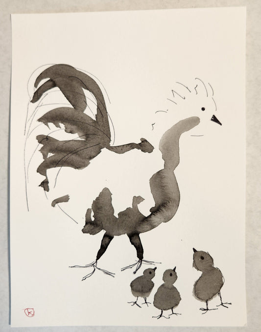 2024 Chicken Series #27 - Tina Ochs - Sumi Ink