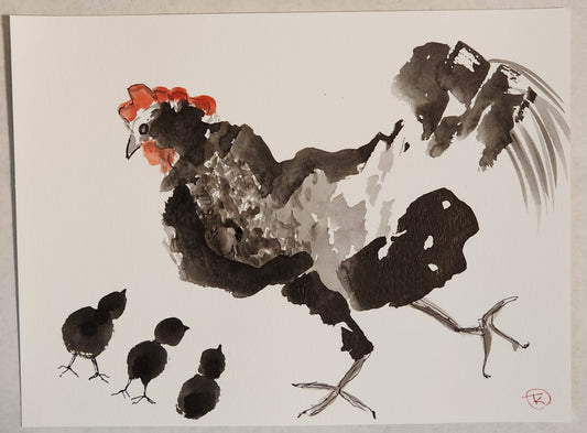 2024 Chicken Series #5 - Tina Ochs - Sumi Ink