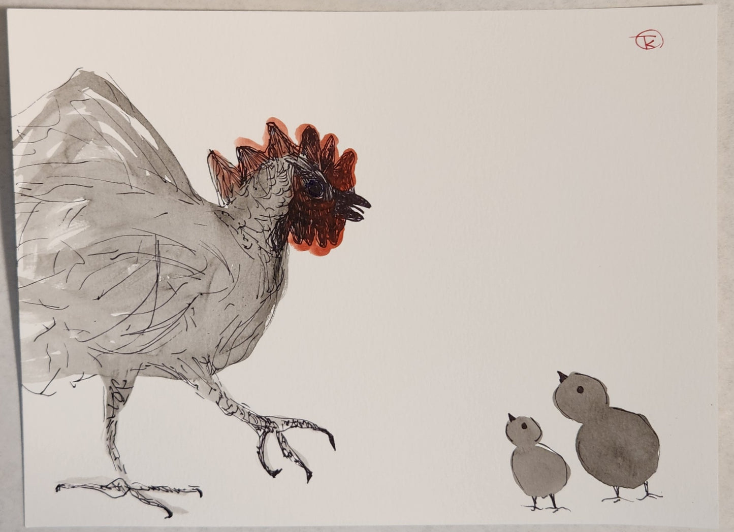 2024 Chicken Series #4 - Tina Ochs - Sumi Ink