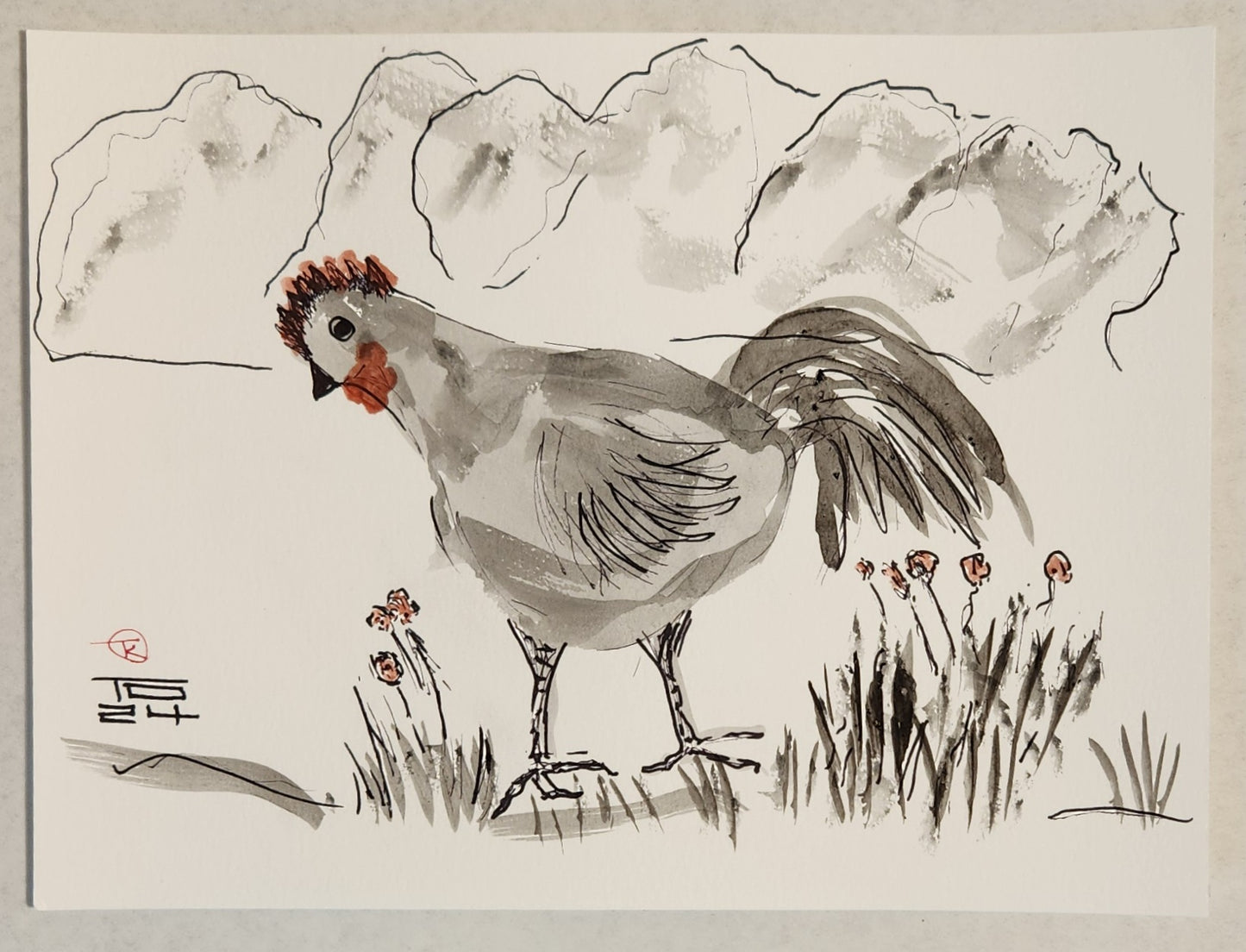 2024 Chicken Series #2 - Tina Ochs - Sumi Ink