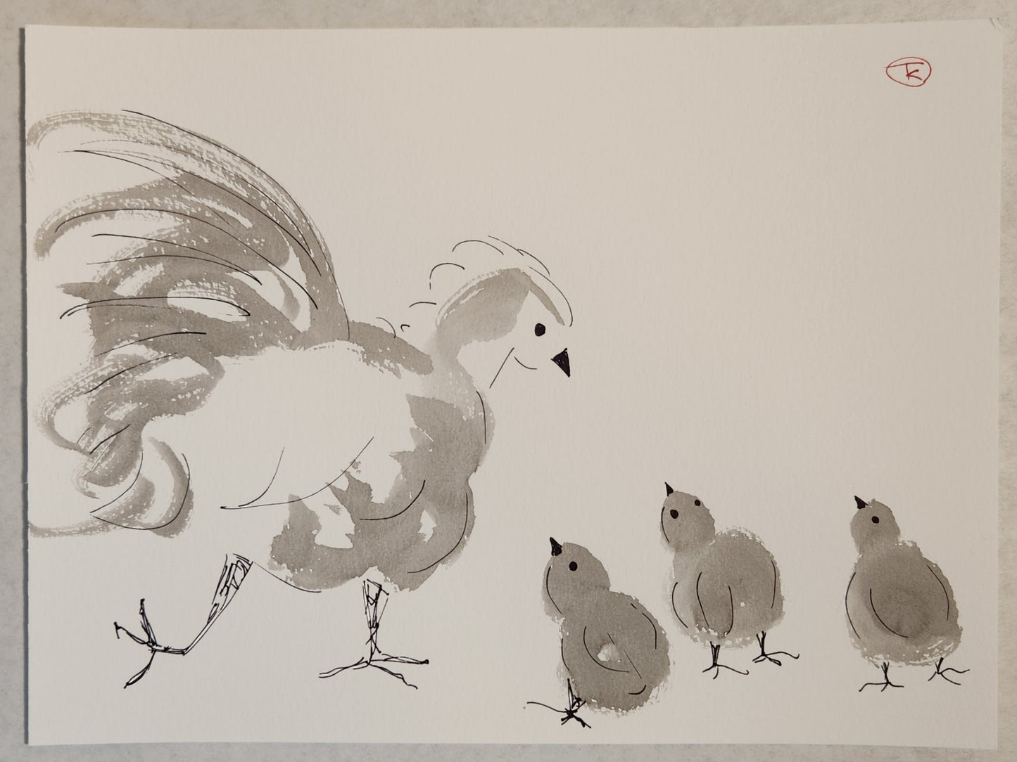 2024 Chicken Series #1 - Tina Ochs - Sumi Ink