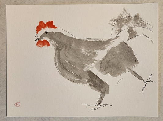 2024 Chicken Series #18 - Tina Ochs - Sumi Ink