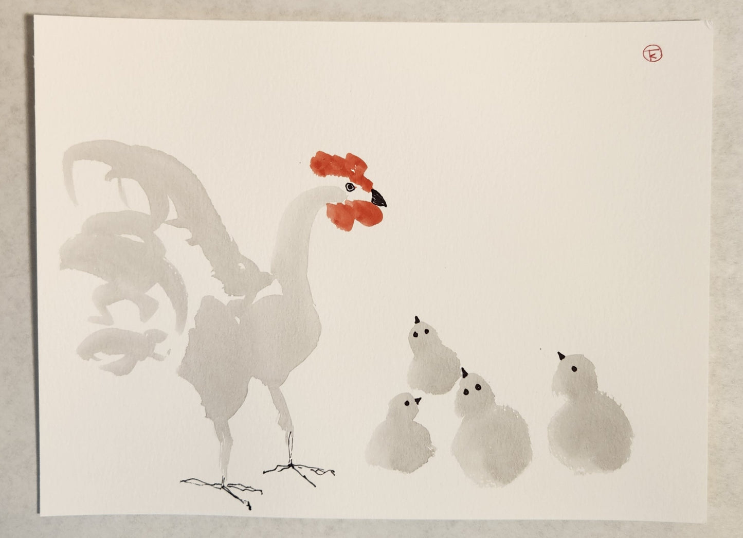 2024 Chicken Series #16 - Tina Ochs - Sumi Ink