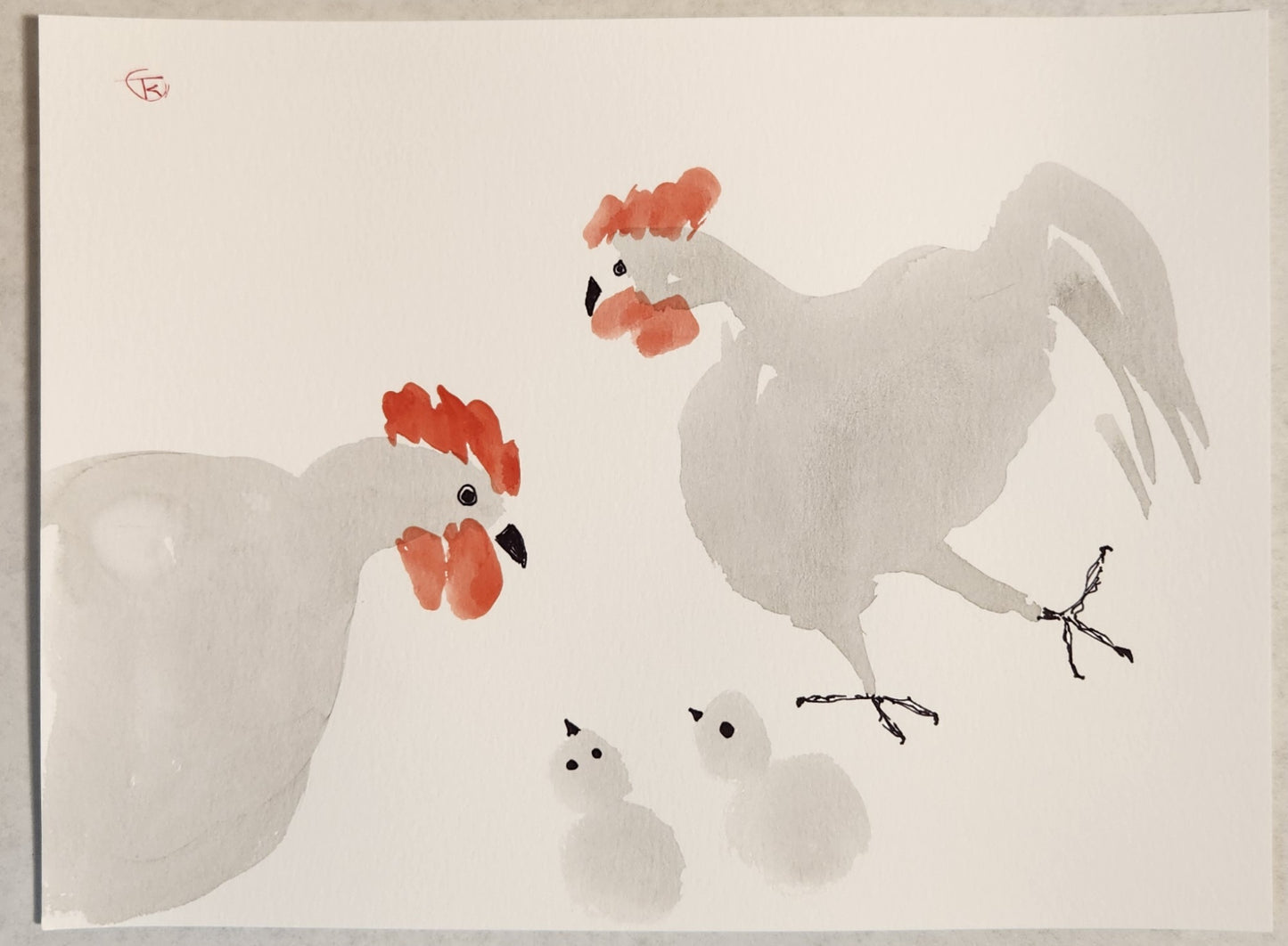 2024 Chicken Series #14 - Tina Ochs - Sumi Ink