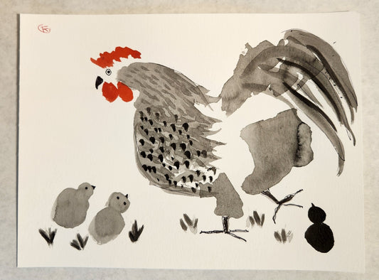 2024 Chicken Series #13 - Tina Ochs - Sumi Ink