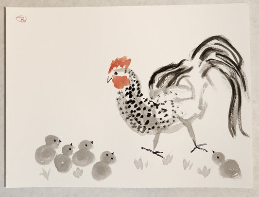 2024 Chicken Series #12 - Tina Ochs - Sumi Ink