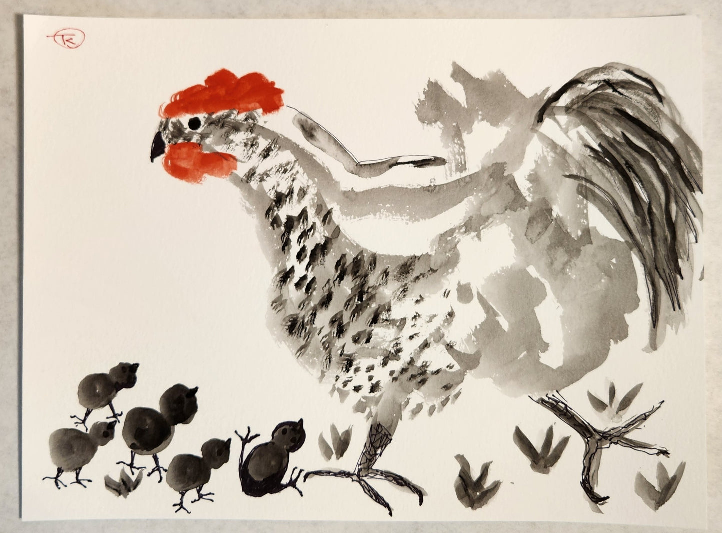 2024 Chicken Series #11 - Tina Ochs - Sumi Ink