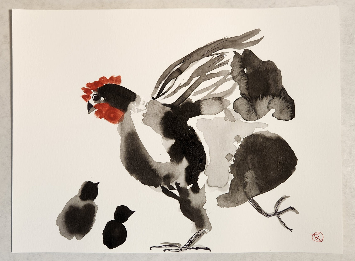 2024 Chicken Series #10 - Tina Ochs - Sumi Ink