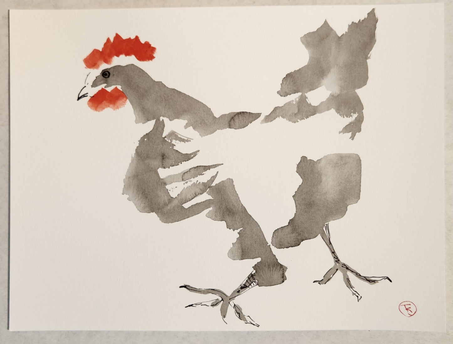 2024 Chicken Series #9 - Tina Ochs - Sumi Ink