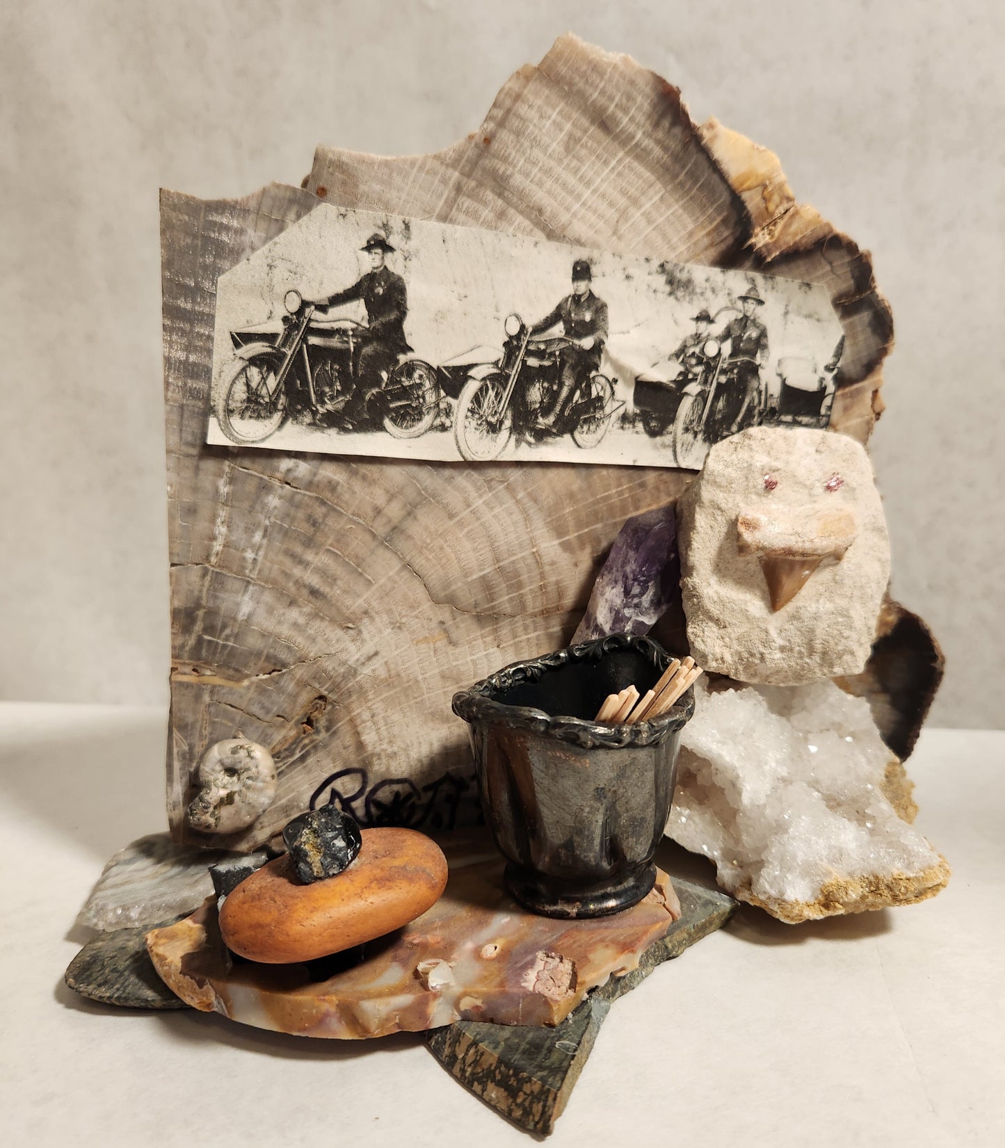 Motorcycle Rock - Russ Wheelhouse - Upcycled Mixed Media