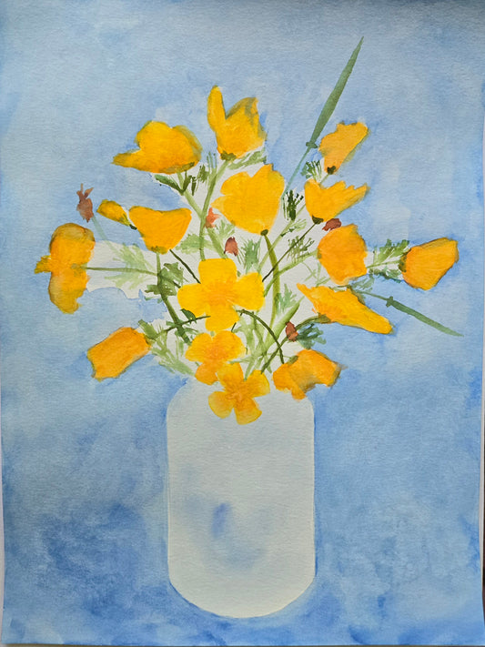 California Poppies - Liz Rousseau - Watercolor - Not For Sale