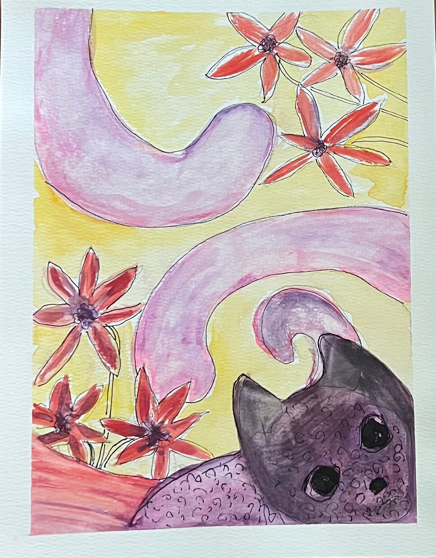 Cat and Flowers #2