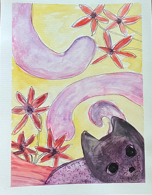 Cat and Flowers #2