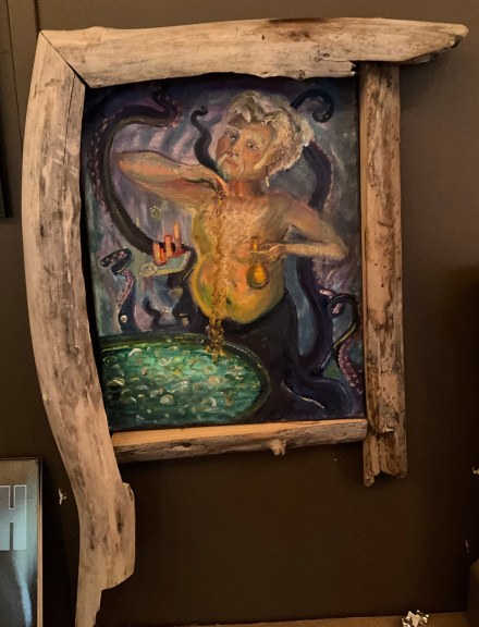 OctoChef - Kasiah Sword - Oil on canvas w/driftwood frame