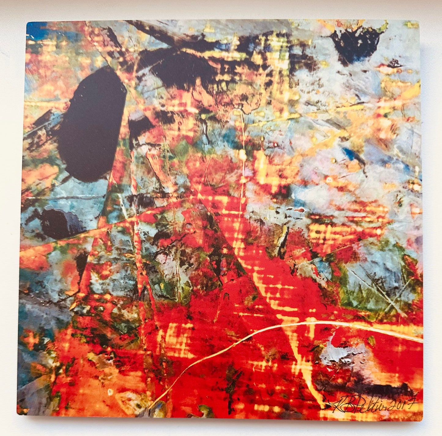 Parts of Mark - Karen Bender Peltier - Photo print on metal of pastel oil stick on mason board