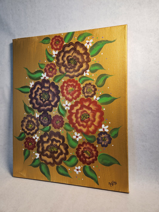 Golden flowers - Shannon Plunkett - Acrylic on canvas